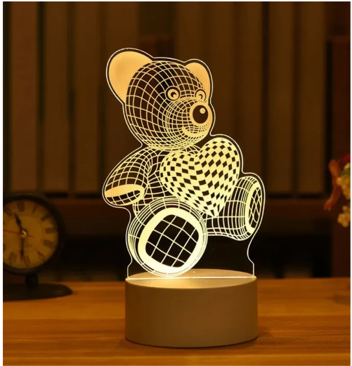3D Acrylic LED Lamp for a Romantic Ambiance in Your Home - Perfect Children's Night Light, Stylish Table Lamp
