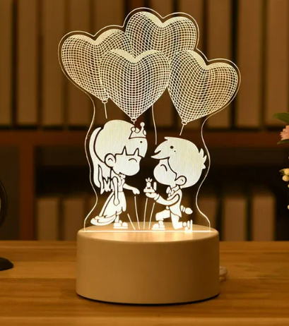 3D Acrylic LED Lamp for a Romantic Ambiance in Your Home - Perfect Children's Night Light, Stylish Table Lamp