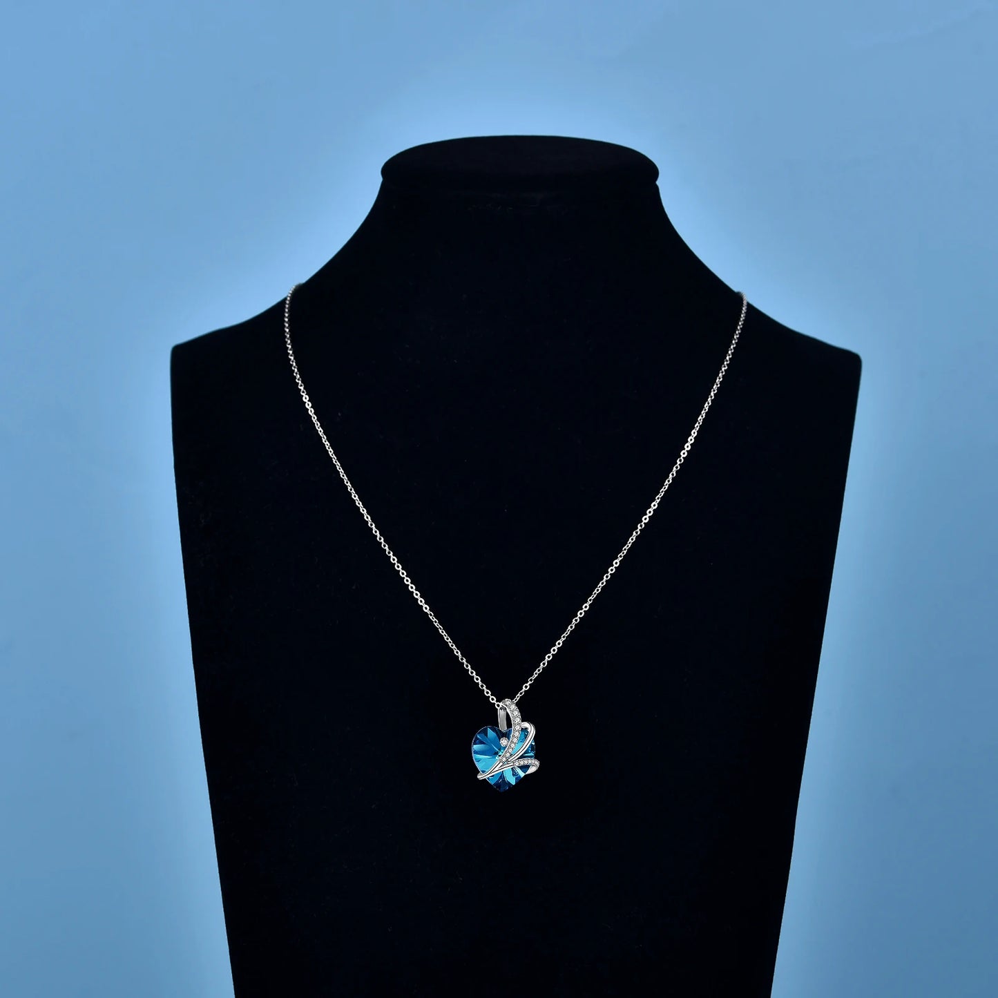 "Sapphire Serenity Elegance"- Silver Necklace