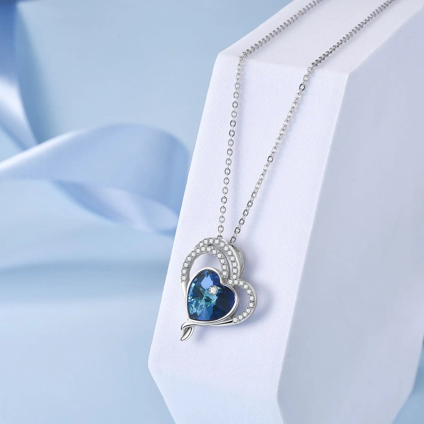 "Sapphire Serenity Elegance"- Silver Necklace